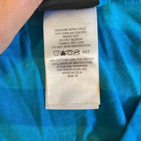 Blue striped short sleeve Harley Davidson v-neck shirt - Picture 3 of 4